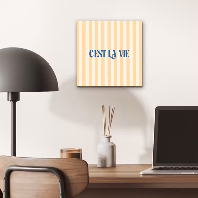 Blauw - Geel - Strepen - C'est La Vie aluminium wit klein -sfeer5