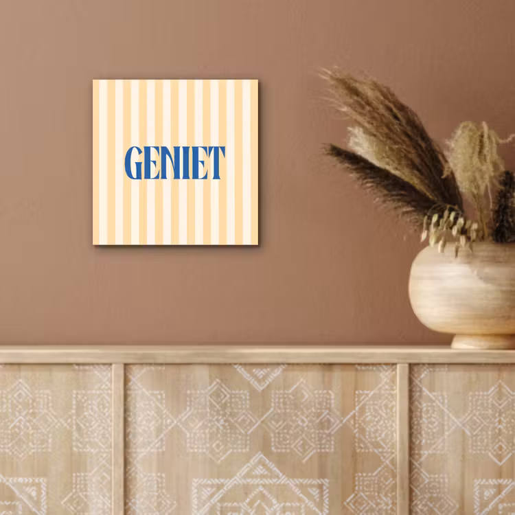 Blauw - Geel - Strepen - Geniet aluminium wit klein -sfeer4