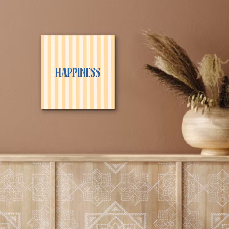 Blauw - Geel - Strepen - Happiness aluminium wit klein -sfeer4