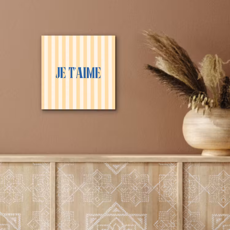 Blauw - Geel - Strepen - Je t'aime aluminium wit klein -sfeer4