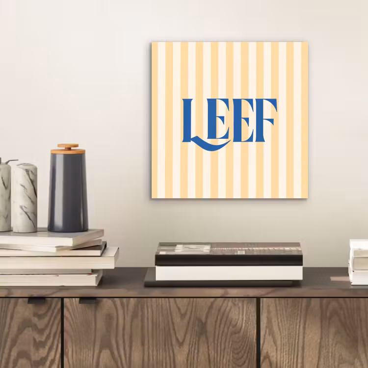 Blauw - Geel - Strepen - Leef aluminium wit klein -sfeer1