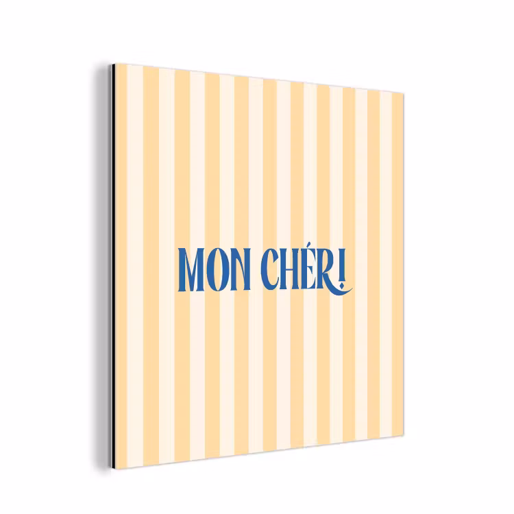 Blauw - Geel - Strepen - Mon Chéri aluminium wit klein -3d