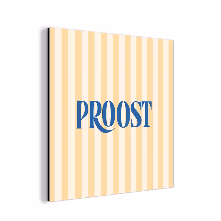Blauw - Geel - Strepen - Proost aluminium wit klein -3d