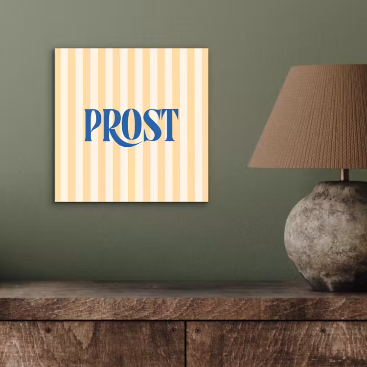 Blauw - Geel - Strepen - Prost aluminium wit klein -sfeer2