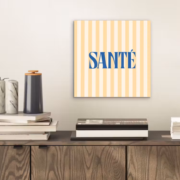 Blauw - Geel - Strepen - Santé aluminium wit klein -sfeer1