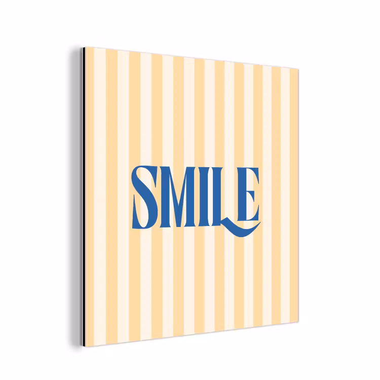 Blauw - Geel - Strepen - Smile aluminium wit klein -3d
