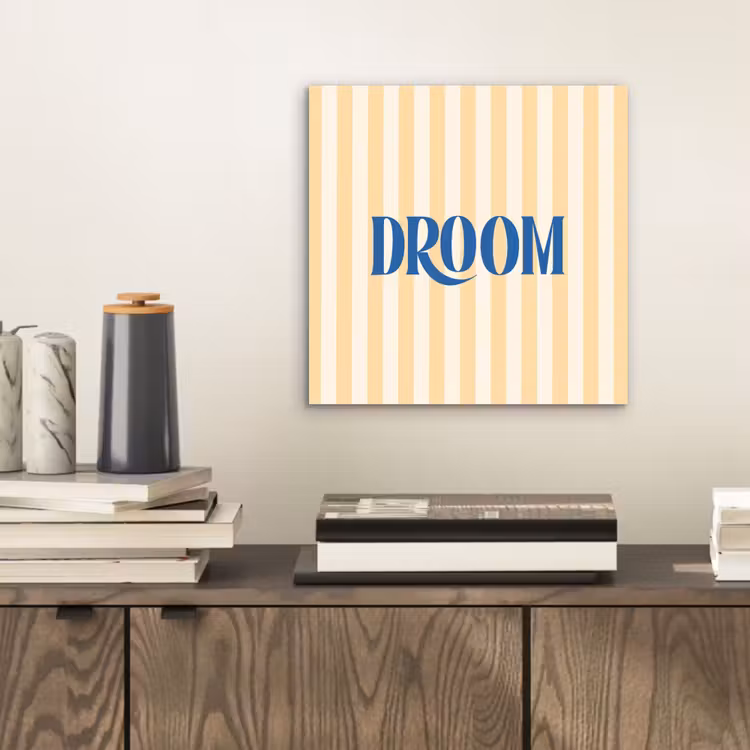 Blauw - Geel - Strepen - Droom aluminium wit klein -sfeer1