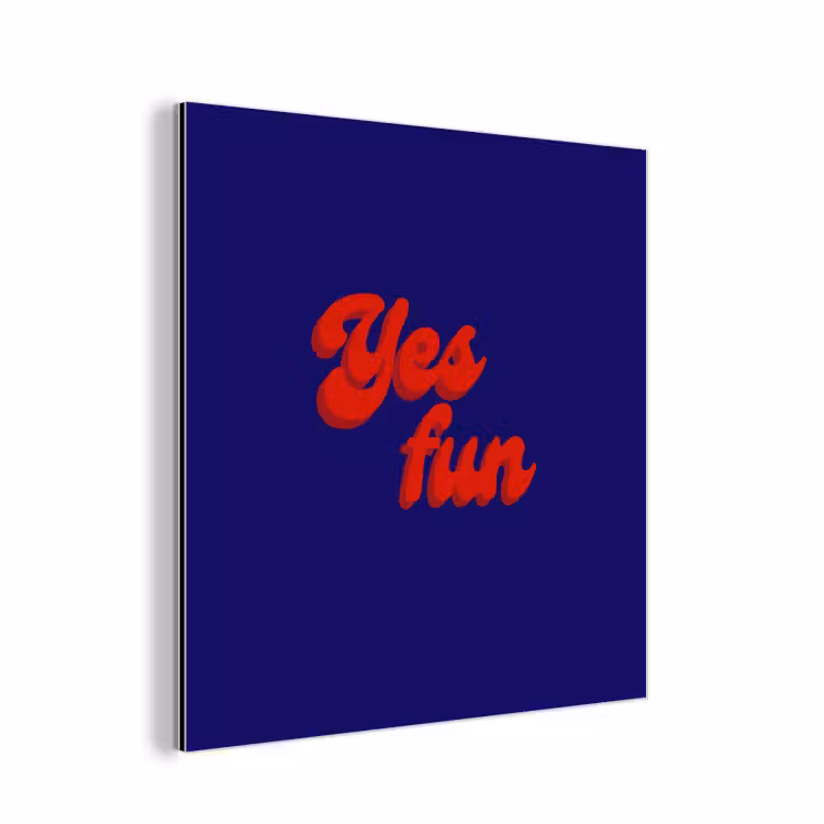Blauw - Rood - Yes fun - 3D aluminium wit klein -3d