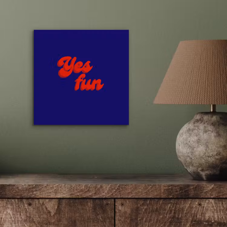 Blauw - Rood - Yes fun - 3D aluminium wit klein -sfeer2