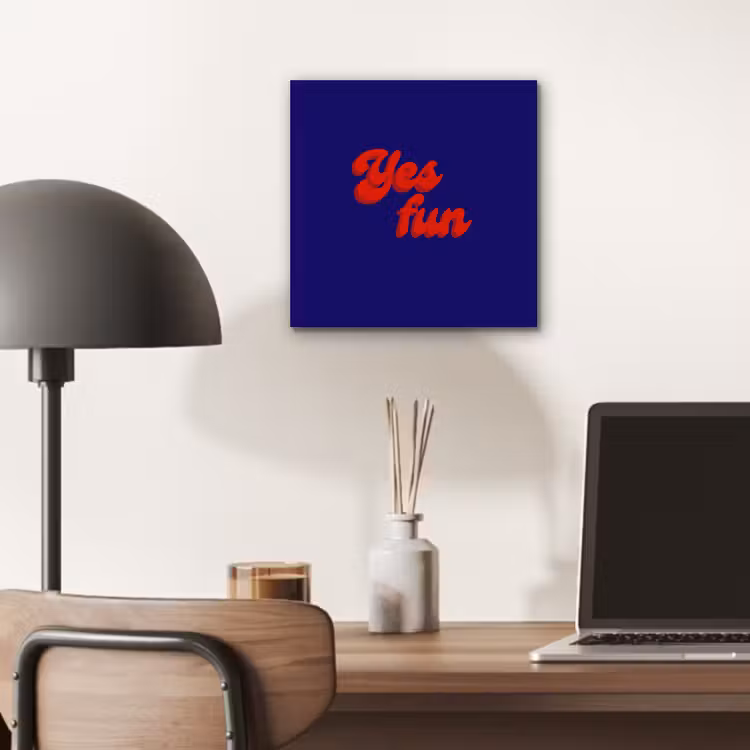 Blauw - Rood - Yes fun - 3D aluminium wit klein -sfeer5