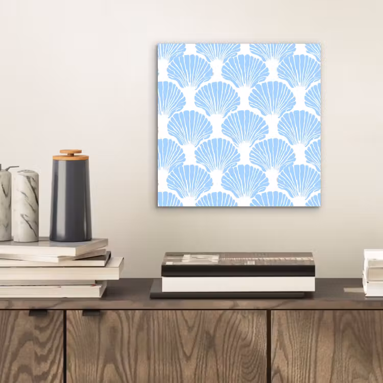 Blauw - Wit - Schelpen - Grafisch - Structuur aluminium wit klein 46 -sfeer1