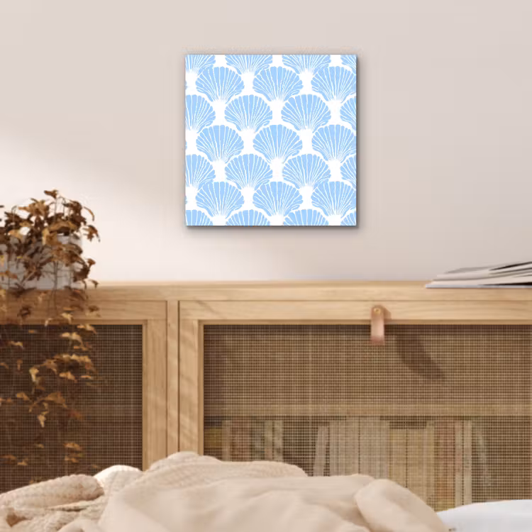 Blauw - Wit - Schelpen - Grafisch - Structuur aluminium wit klein 46 -sfeer3