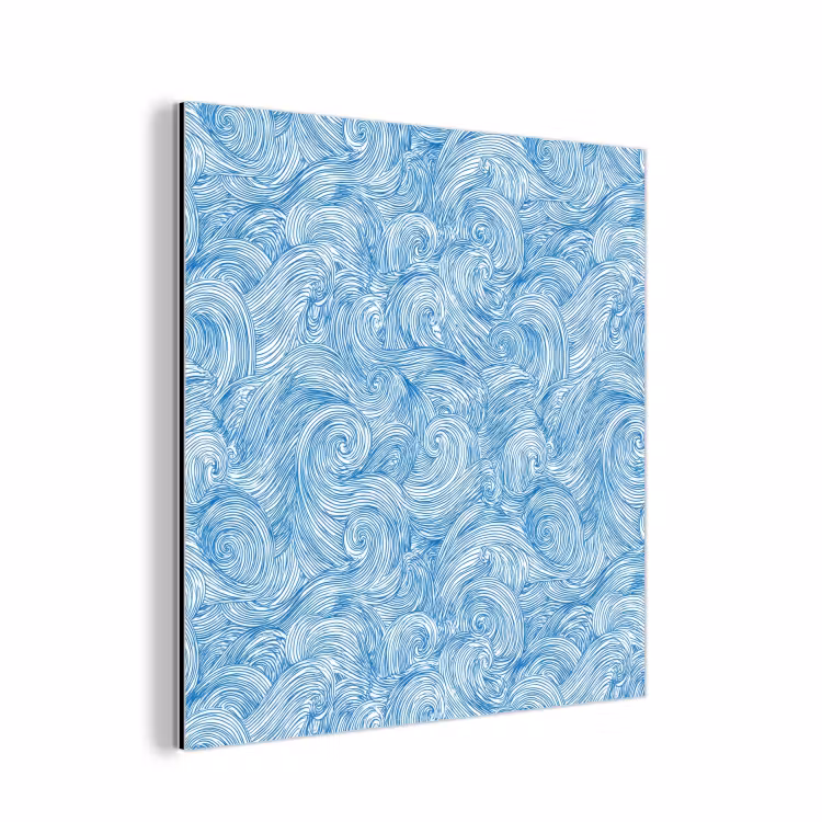 Blauw - Wit - Spiraal - Golven - Lijnen aluminium wit klein 46 -3d