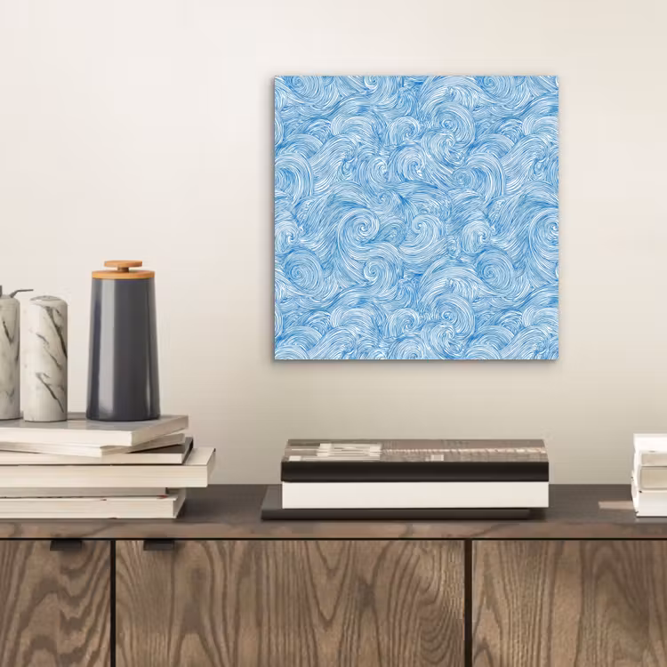 Blauw - Wit - Spiraal - Golven - Lijnen aluminium wit klein 46 -sfeer1