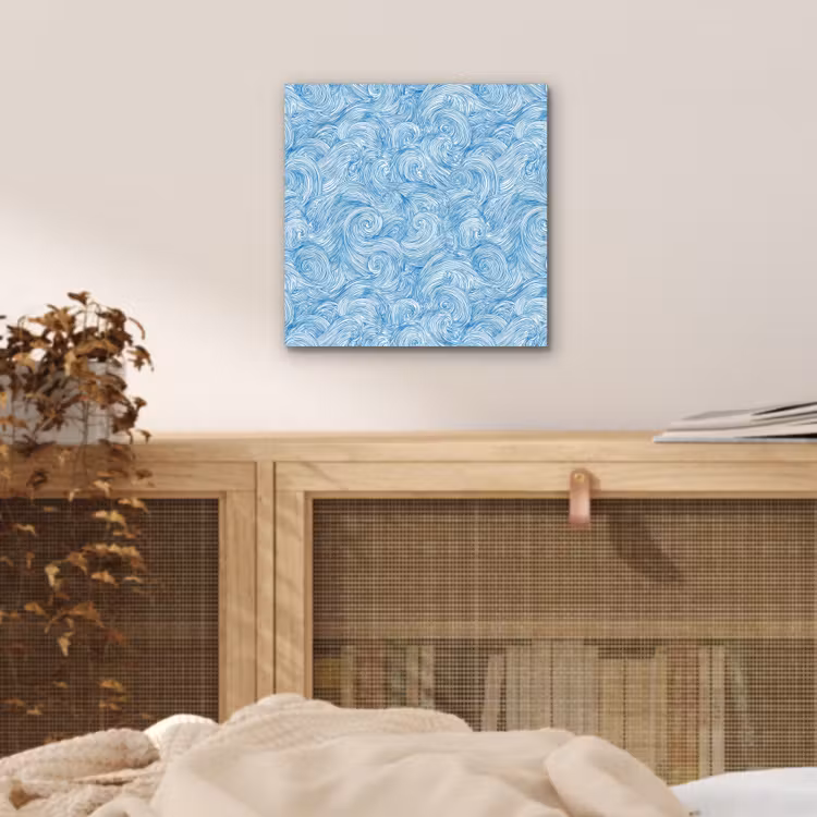 Blauw - Wit - Spiraal - Golven - Lijnen aluminium wit klein 46 -sfeer3