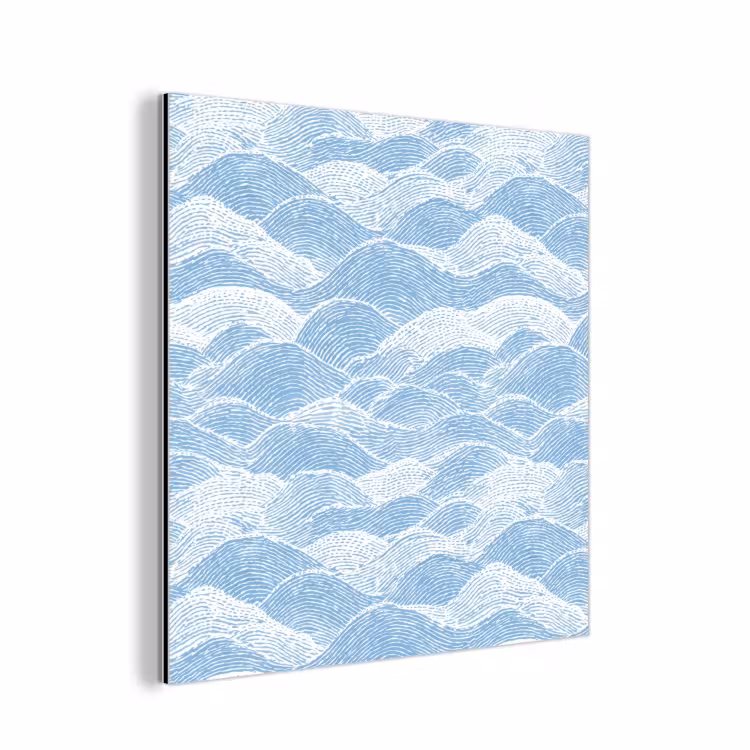 Blauw - Wit - Golven - Getekend aluminium wit klein 46 -3d