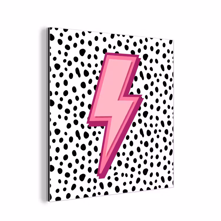 Bliksem - Roze - Stippen aluminium wit klein -3d