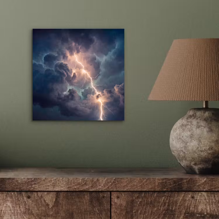 Bliksem - Storm - Natuur - Donker aluminium wit klein -sfeer2