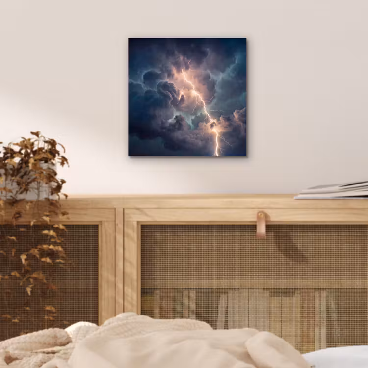 Bliksem - Storm - Natuur - Donker aluminium wit klein -sfeer3