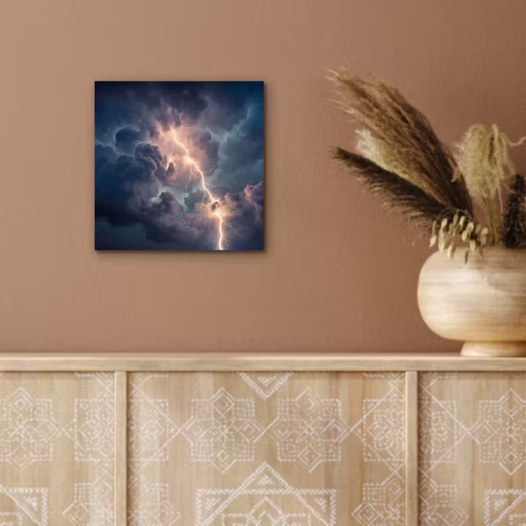 Bliksem - Storm - Natuur - Donker aluminium wit klein -sfeer4