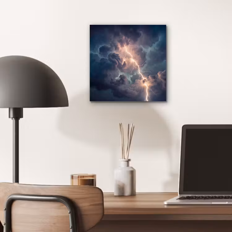Bliksem - Storm - Natuur - Donker aluminium wit klein -sfeer5