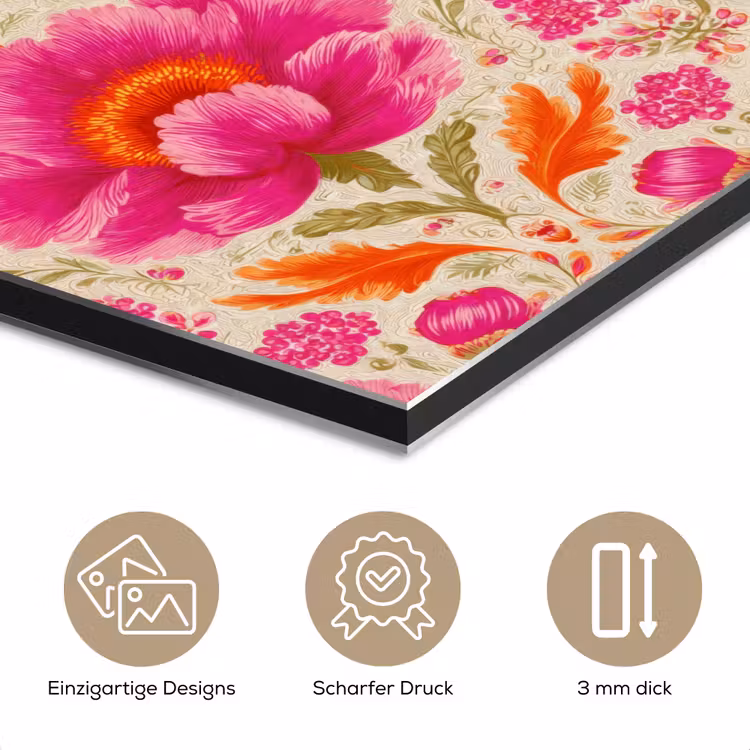 Bloemen - Barok - Roze - Oranje aluminium wit klein 46 -closeup_DE