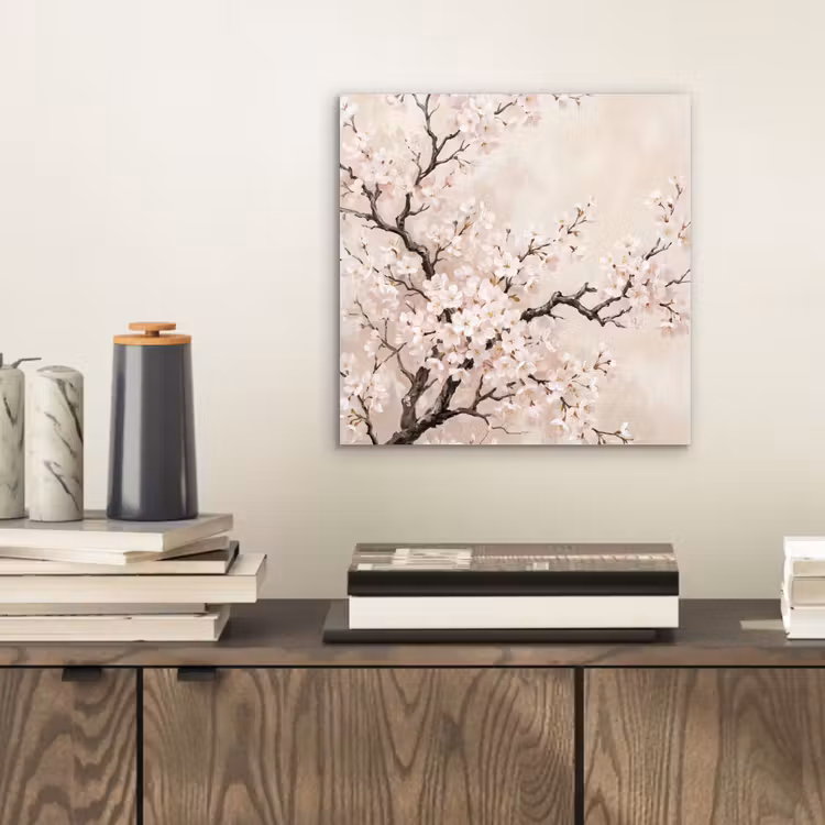 Bloesem - Illustratie - Taupe aluminium wit klein -sfeer1