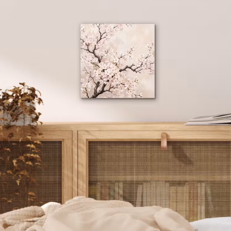 Bloesem - Illustratie - Taupe aluminium wit klein -sfeer3