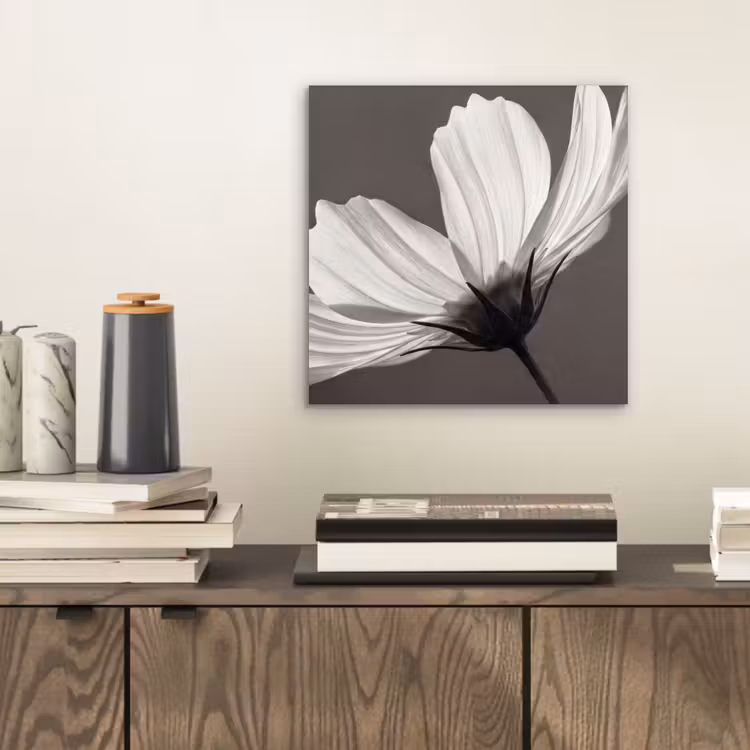 Bloem - Minimalistisch - Zwart - Wit aluminium wit klein -sfeer1