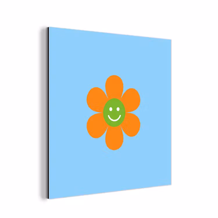Bloem - Smiley - Kleurrijk aluminium wit klein -3d