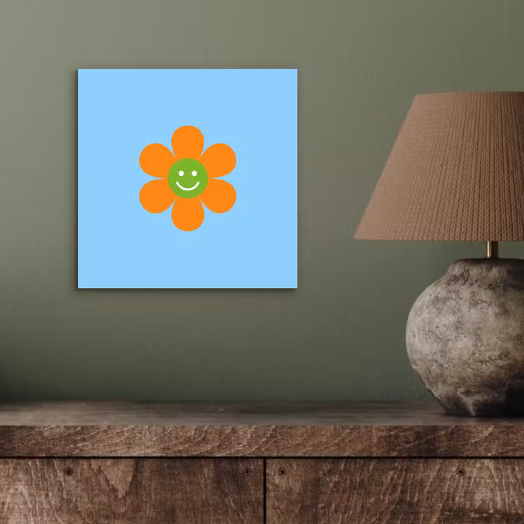 Bloem - Smiley - Kleurrijk aluminium wit klein -sfeer2