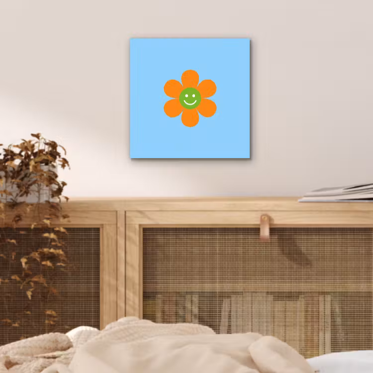 Bloem - Smiley - Kleurrijk aluminium wit klein -sfeer3