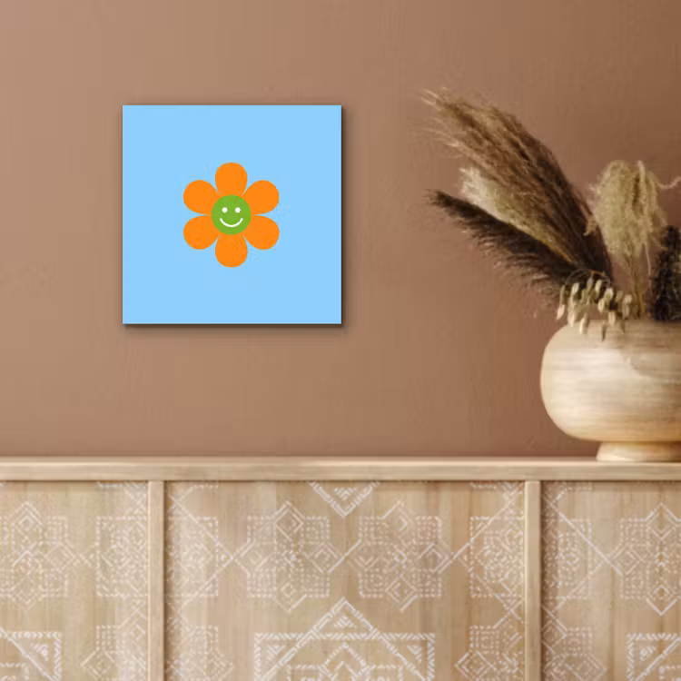 Bloem - Smiley - Kleurrijk aluminium wit klein -sfeer4