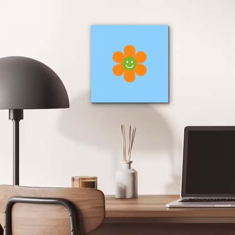 Bloem - Smiley - Kleurrijk aluminium wit klein -sfeer5