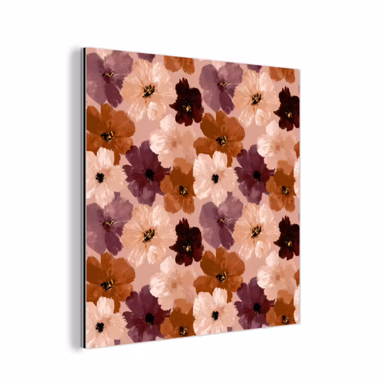 Bloemen - Abstract - Aardetinten aluminium wit klein 46 -3d