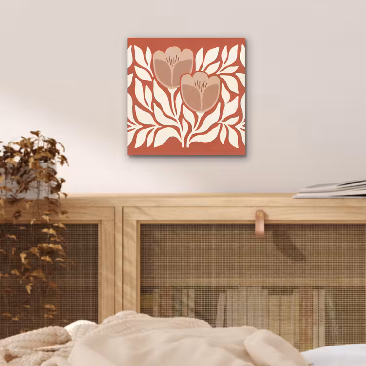 Bloemen - Abstract - Modern - Beige - Natuur aluminium wit klein -sfeer3