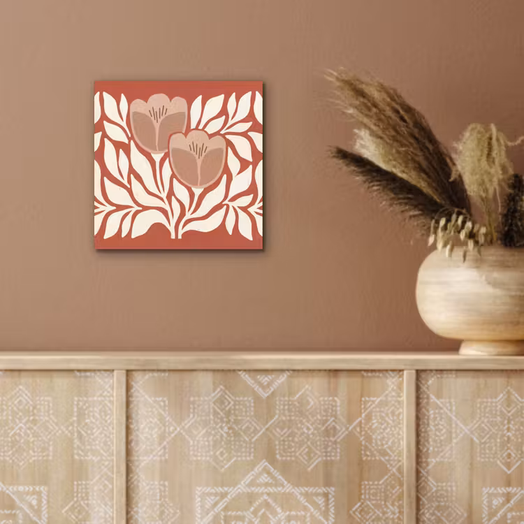 Bloemen - Abstract - Modern - Beige - Natuur aluminium wit klein -sfeer4