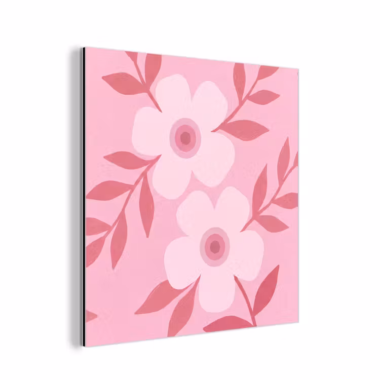Bloemen - Abstract - Modern - Roze - Natuur aluminium wit klein -3d