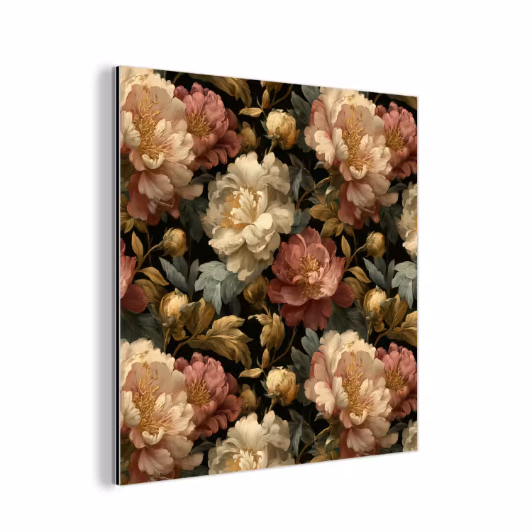 Bloemen - Barok - Patroon - Roze - Crème aluminium wit klein 46 -3d