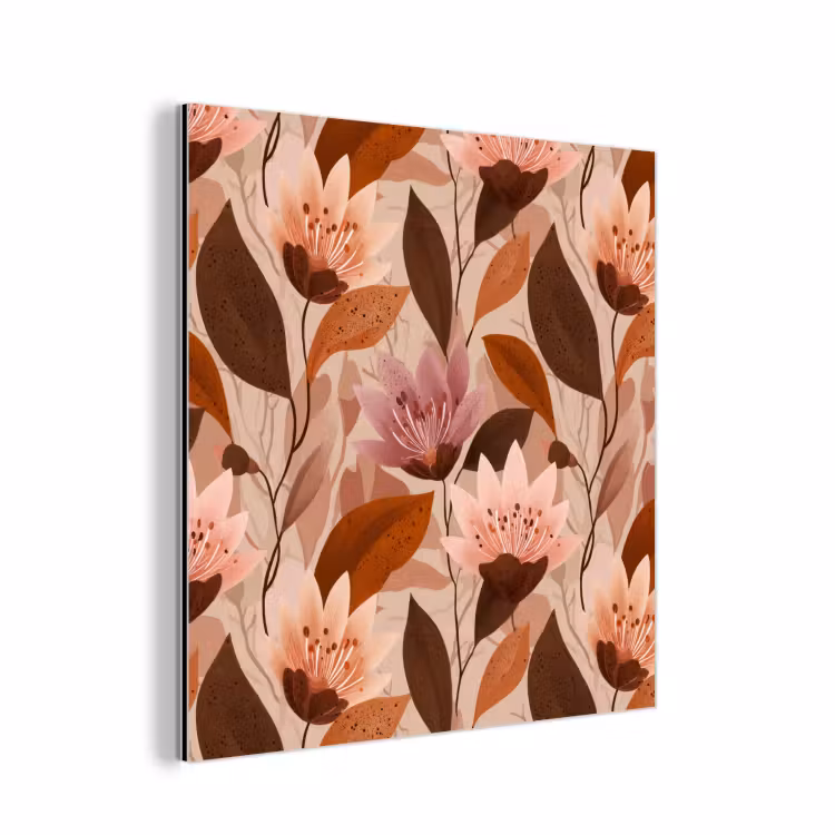 Bloemen - Bladeren - Bruin aluminium wit klein 46 -3d