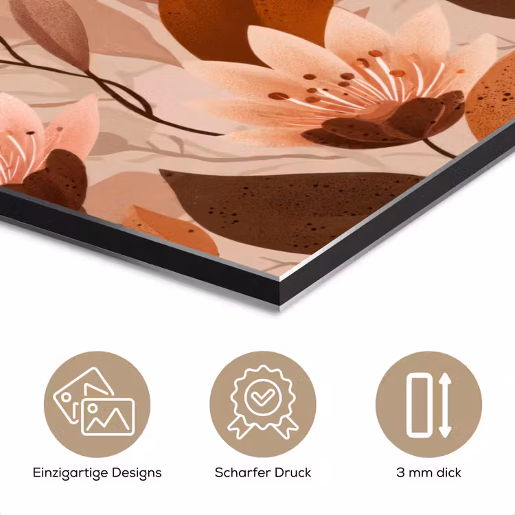 Bloemen - Bladeren - Bruin aluminium wit klein 46 -closeup_DE