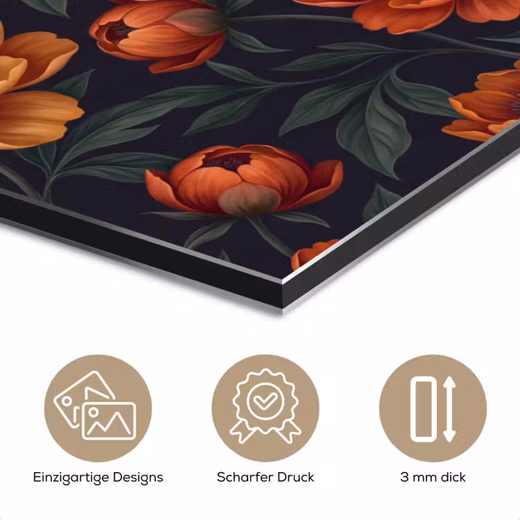 Bloemen - Bladeren - Natuur - Modern - Oranje aluminium wit klein -closeup_DE