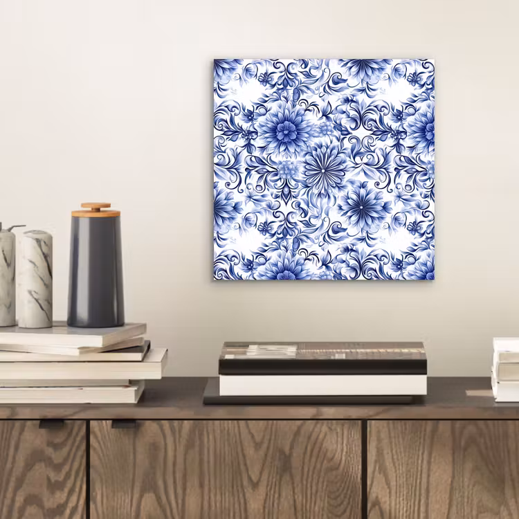 Bloemen - Blauw - Patroon - Wit aluminium wit klein 46 -sfeer1