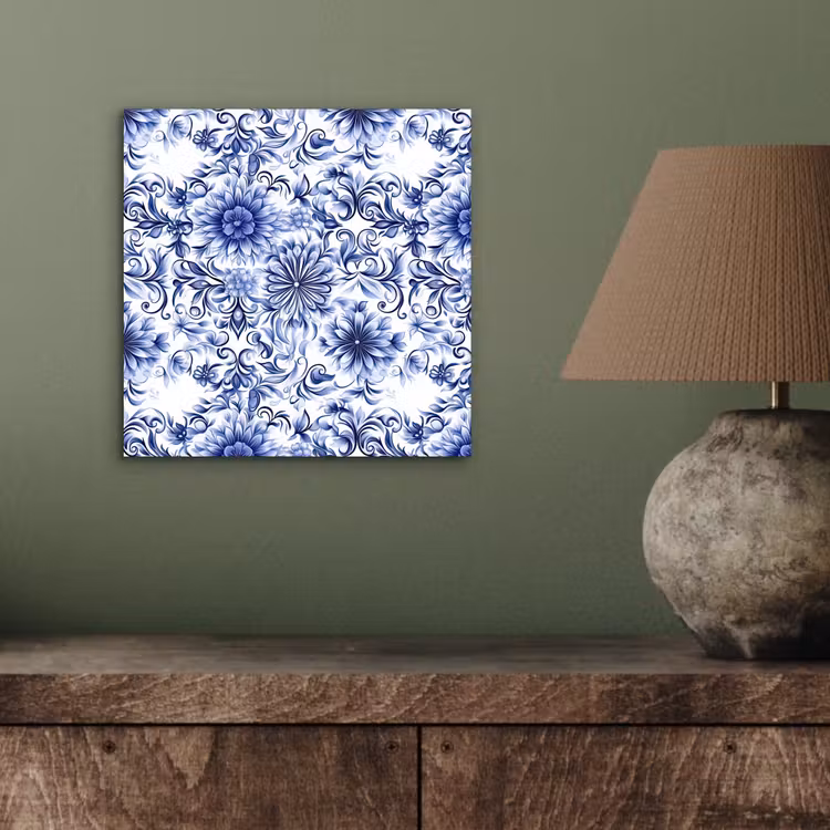 Bloemen - Blauw - Patroon - Wit aluminium wit klein 46 -sfeer2
