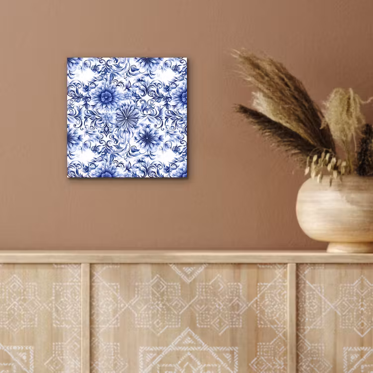 Bloemen - Blauw - Patroon - Wit aluminium wit klein 46 -sfeer4