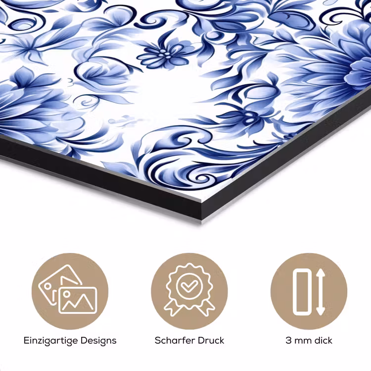 Bloemen - Blauw - Patroon - Wit aluminium wit klein 46 -closeup_DE
