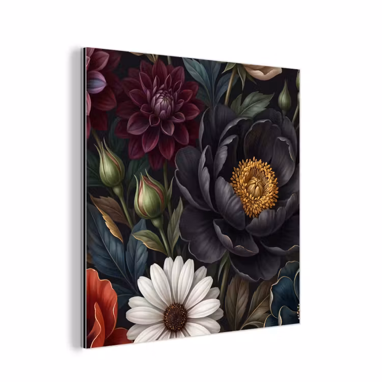 Bloemen - Boeket - Natuur - Klassiek - Weelderig aluminium wit klein -3d