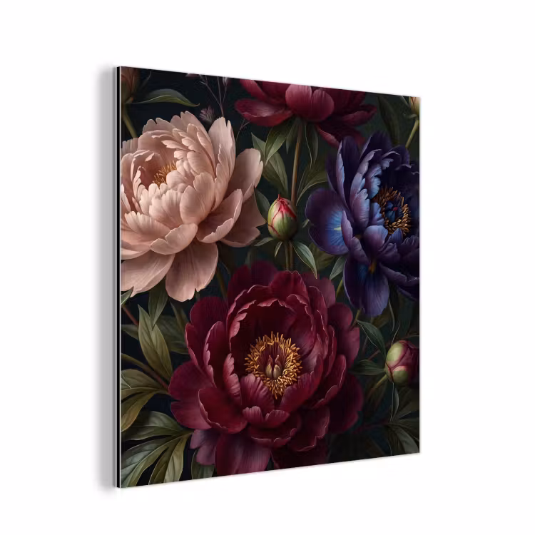 Bloemen - Boeket - Natuur - Modern - Donker aluminium wit klein -3d