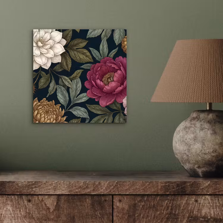 Bloemen - Botanisch - Illustratie - Donker - Vintage aluminium wit klein -sfeer2