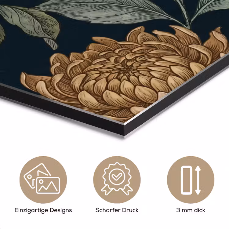 Bloemen - Botanisch - Illustratie - Donker - Vintage aluminium wit klein -closeup_DE